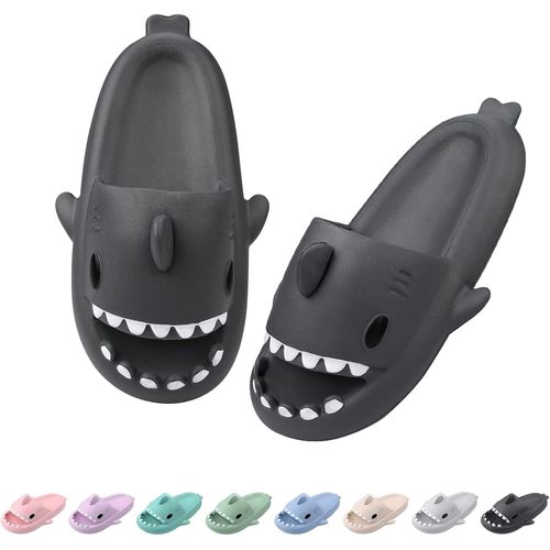 Kalanka-Shark Cloud Slippers Pantoufles De Douche Claquettes Requin Femme Homme Antiderapant Soft Chaussons Ergonomique Pillow Slides Été Chaussures De Piscine Plage Sandales
