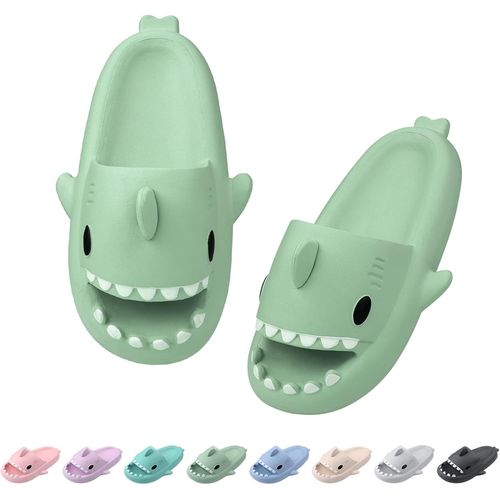 Kalanka-Shark Cloud Slippers Pantoufles De Douche Claquettes Requin Femme Homme Antiderapant Soft Chaussons Ergonomique Pillow Slides Été Chaussures De Piscine Plage Sandales