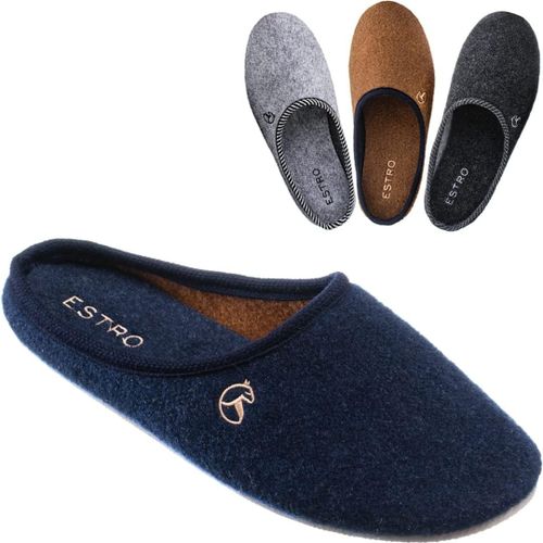 Kalanka-Chaussons Homme Pantoufles Homme - Charentaises Hommes Pantoufles En Feutre Avec Semelle Gomme Antidérapante Rex