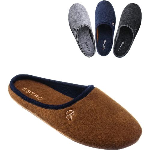 Kalanka-Chaussons Homme Pantoufles Homme - Charentaises Hommes Pantoufles En Feutre Avec Semelle Gomme Antidérapante Rex