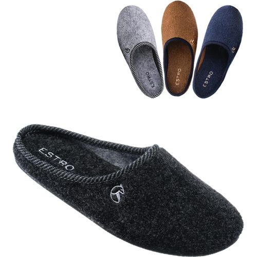 Kalanka-Chaussons Homme Pantoufles Homme - Charentaises Hommes Pantoufles En Feutre Avec Semelle Gomme Antidérapante Rex
