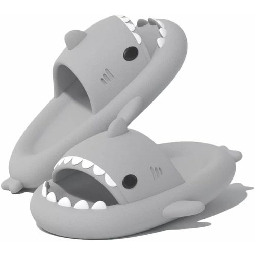 Kalanka-Claquettes Requin Été Femme Homme Chaussons De Piscine Et Plage Antidérapant Chaussures De Bain Douche Maison