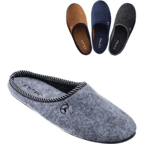 Kalanka-Chaussons Homme Pantoufles Homme - Charentaises Hommes Pantoufles En Feutre Avec Semelle Gomme Antidérapante Rex