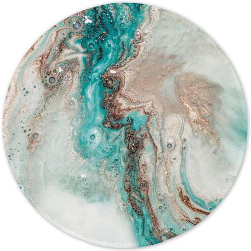 KALANKA-Tapis de Souris Rond, Tapis Souris pour Ordinateur PC Bureau Portable, Étanche Surface Lisse, Base Antidérapante en Caoutchouc, avec Bord Cousu, Marbrure Verte