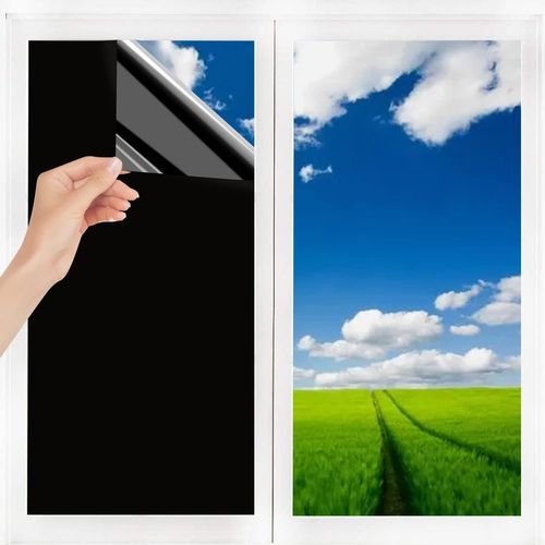 Kalanka-Film Miroir Fenêtre Sans Tain Anti Chaleur Anti-Regard Contrôle De La Température Protection De La Vie Privée Film Adhésif Réfléchissant Pour Fenêtre Maison Bureau Magasin (Noir, 40 * 100cm)