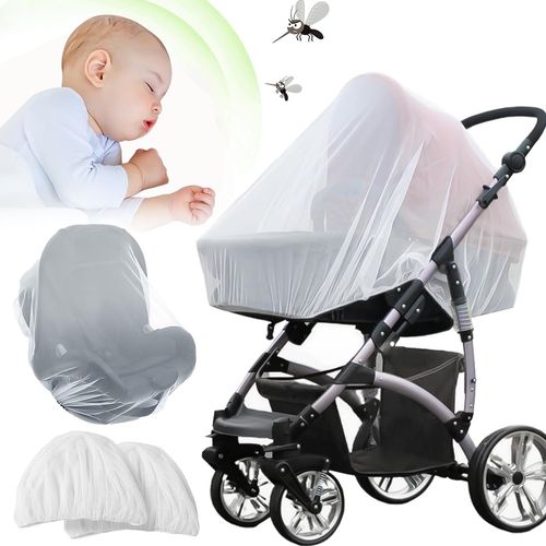 Kalanka-2 Pcs Moustiquaire Poussette Universelle, Capote Cosy Pour Moustiquaire Lit Bébé, Protection Anti Insectes Pour Landau, Lit Parapluie Et Auto Siège, Haute Densité Filet Anti Moustiques Élasti
