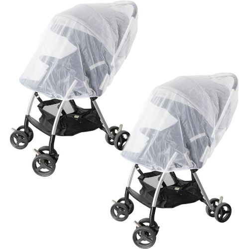 Kalanka-2 Pcs Moustiquaire Poussette,Moustiquaire Bebe,Auto-Siège, Lit Parapluie, Protection Anti-Insectes Pour Bébés,Tissu À Mailles Résistante,Lavable