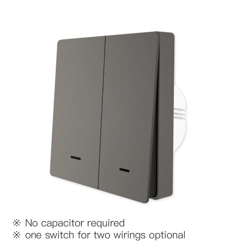 MOES ¿ interrupteur d'éclairage intelligent Tuya ZigBee 2mqtt, aucun fil neutre nécessaire, aucun condensateur nécessaire, 2/3 voies, fonctionne avec Alexa Google Home-2 gang gris