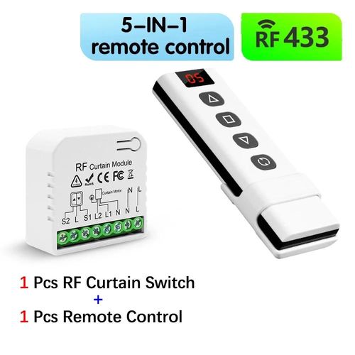Module de porte de Garage rideau sans fil RF 433MHZ, interrupteur de volet roulant télécommandé, pour porte de Garage rideau, stores intelligents-1 module 1 télécommandes