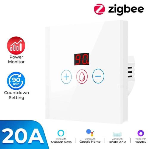 Tuya EU WiFi/zigbee chauffe-eau intelligent interrupteur de chaudière avec moniteur de puissance contrôle de la vie intelligent fonctionne avec Alexa Alice Google Home-01 Zigbee blanc eu