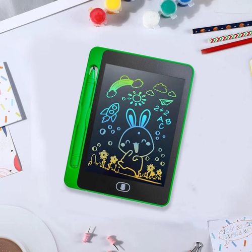 Tablette d¿écriture LCD 6.5"" verte, écran couleur, planche créative pour enfants
