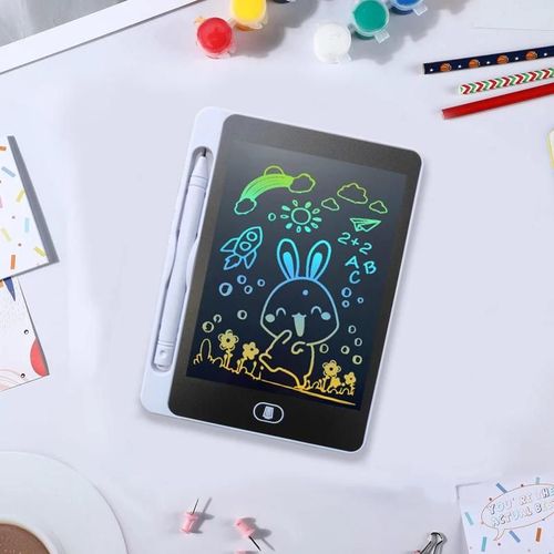 Tablette d¿écriture LCD 6.5"" blanche, écran couleur, cadeau festif pour enfants