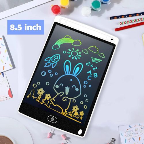 Tablette d¿écriture LCD 8.5"" blanche, écran couleur, planche à dessin enfant