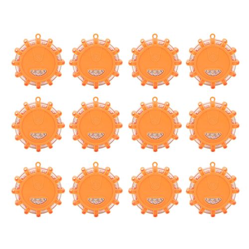 Lot De 12 Feux De Detresse A Led, 9 Modes, Etanches, Magnetiques, 12 V, Pour Voiture Et Velo, Orange