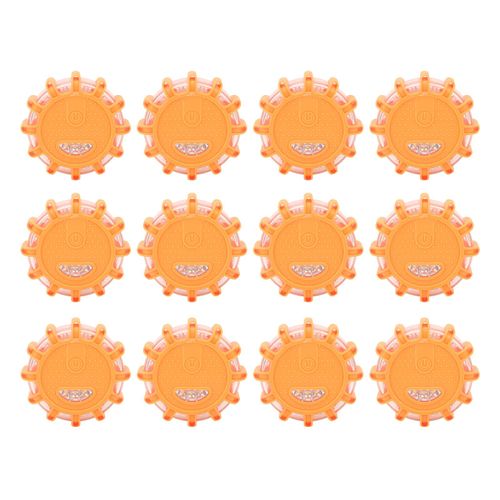 Lot De 12 Feux De Detresse A Led, 9 Modes, Etanches, Magnetiques, 12 V, Pour Voiture, Velo, Orange, Avec Point