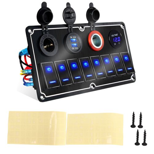 Panneau D'interrupteurs A Bascule Etanche A 6 Positions, 12 V Cc A 24 V, 20 A, Lumiere Led Bleue, 5 Broches, Protection Contre Les Surcharges, Pour Voiture, Yacht, Camping-Car, Bus