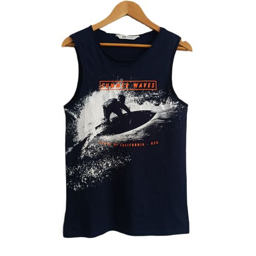 Débardeur Bleu Marine. Surfeur. Summer Waves. H&M. Taille 13 - 14 Ans. 158 - 164 Cm