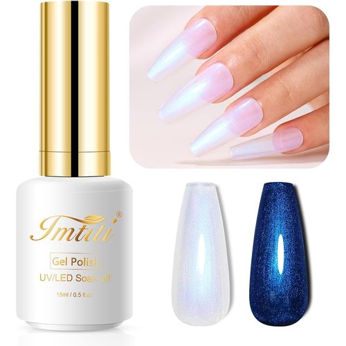 Pearl - Vernis À Ongles Uv - 15 Ml - Bleu Transparent - Brillant - Mermaid - Nacre - Brillant Nacré - Pour Le Printemps Et L'été - Séchage Sous Lampe Uv Led 