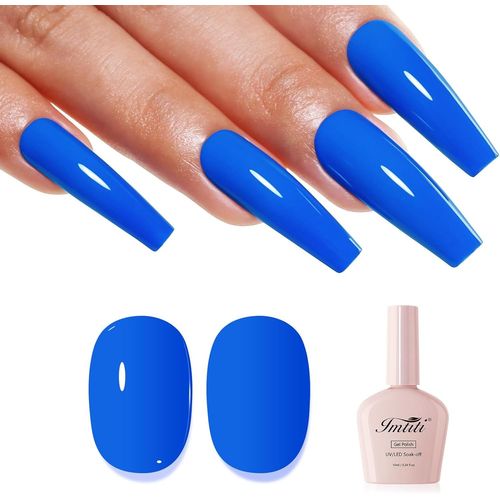 Bleu Vernis Semi Permanent, Bleu Électrique Vernis Gel Uv Semi Permanent French Gel Nail Polish Printemps Été Diy Art Uv Led Soak Off 10ml 