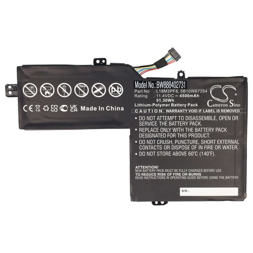 vhbw Batterie remplacement pour Lenovo 5B10W67354, L18M3PF8 pour ordinateur portable (4500mAh, 11,4V, Li-polymère)