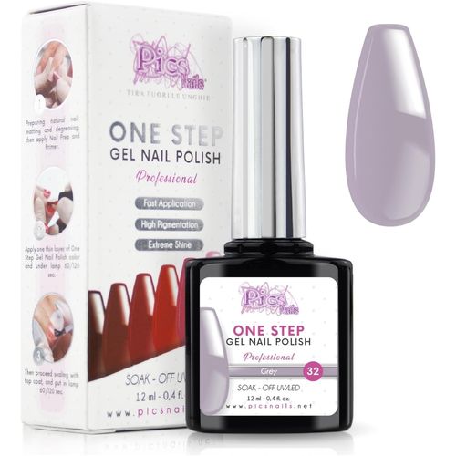 Vernis Semi Permanent Uv/Led One Step 12 Ml - Gris - Effet Ongles Foncés Mais Très Brillants Avec Ou Sans Base Et Top Coat 
