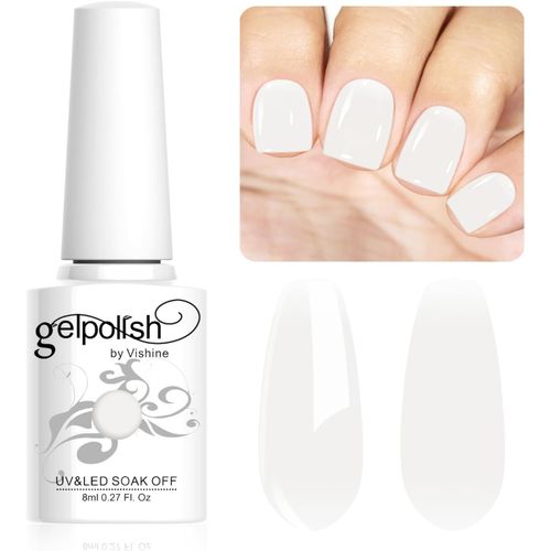 Vernis Gel Semi-Permanent Blanc Laiteux, 8ml Vernis À Ongles Naturel French Gel Milky White Nail Art Gel Blanc Uv Led Soak Off Vernis Manucure #L137 