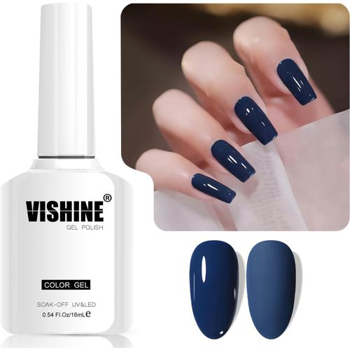 16ml Vernis Gel Semi-Permanent Navy Blue Color Vernis À Ongles Gel Soak Off Led Gel Polish Nail Art Designs Manicure Salon Diy At Home Couleur L379 Midnight Navy 