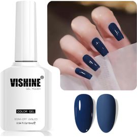 16ml Vernis Gel Semi-Permanent Navy Blue Color Vernis À Ongles Gel Soak Off Led Gel Polish Nail Art Designs Manicure Salon Diy At Home Couleur L379 Midnight Navy 