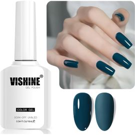 16ml Vernis Gel Semi-Permanent Teal Blue Color Vernis À Ongles Gel Soak Off Led Gel Polish Nail Art Designs Manicure Salon Diy At Home Couleur L377 Teal Tide 