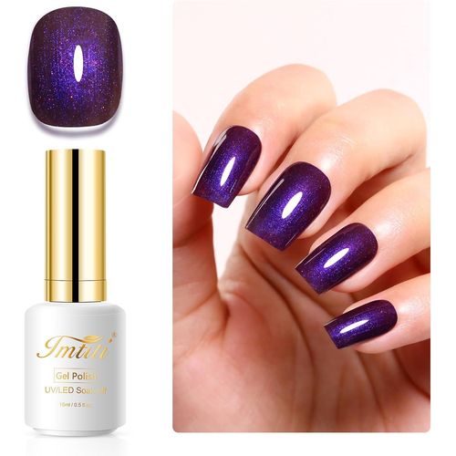 Vernis Semi Permanent Perle, 15ml Violet Foncé Perle Pailleté Vernis Gel Uv Semi Permanent Uv Led Soak Off Gel Nail Polish French Vernis À Ongles Gels Semi Permanents 