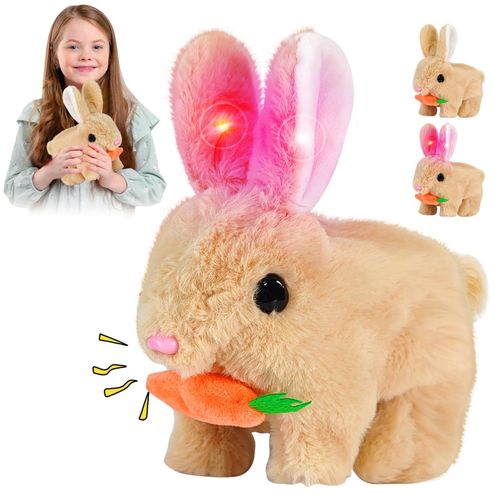Bunny - My Realistic Bunny Toy,Bunny Interactif Réaliste,Jouet Interactif Lapin de Paques,Bunny Pal,Jouet de Lapin électrique avec des Carottes,Son,Mouvement et Marche,Cadeau de Pâques pour Enfants