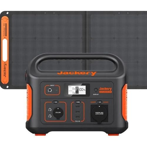 Jackery Explorer 500 Portable Electric Generator with 100W Solar Panel, 518Wh500W Mobile Battery with LCD Display, Solar Power Stat