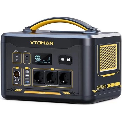 VTOMAN Jump 2200 Portable Electric Station 2200W, 1548Wh Solar Generator, LiFePO4 Battery with Car Battery Booster, Input Power Incr