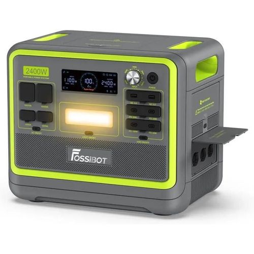 FOSSiBOT F2400 Portable Electric Station 2048Wh LiFePO4-2400W (4800W Pic) UPS, Fast Charge 1100W, 13 Ports - Solar Generator Camping