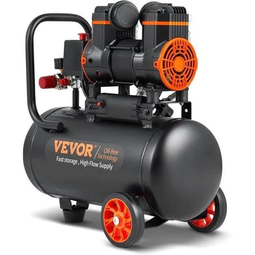 VEVOR Air Compressor Silent 18L Tank Oil Free Air Compressor 900W 1.2HP 3.7m3h to 6.2bar 70dB for Car Repair Inflating Tires Spray