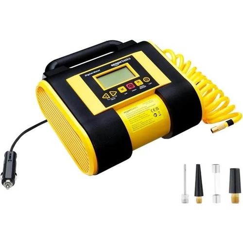 Amazon Basics Portable Air Compressor with Digital Pressure Gauge, 12V DC, 150 PSi, Black