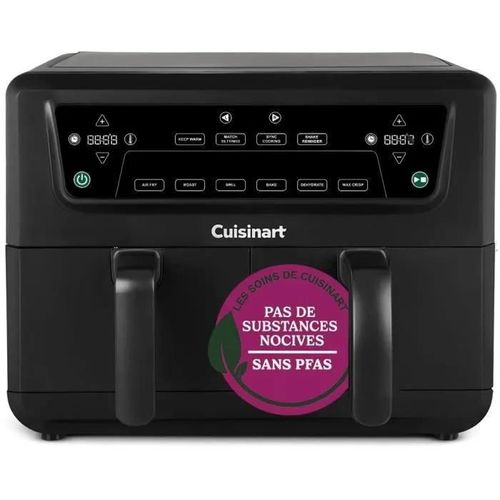 Friteuse sans huile CUISINART - Airfryer AFD10OBLE - Capacité 10,4 L - Double cuves - Noir - 2400 W