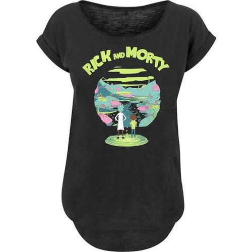 F4nt4stic T-Shirt 'rick And Morty Portal'  Jaune / Vert / Rose / Noir / Blanc