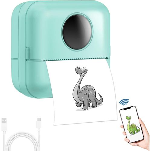 CHECARZHN--NO1-Mini Imprimante Portable, Imprimante Thermique Sans Fil Bt, Mini Imprimante Photo Instantané, Imprimante Sans Encre, Mini Printer Pour Magasin, Maison, Étudiants, Les Notes De Diy - Vert