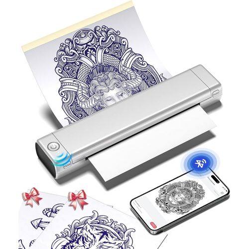 Checarzhn--No1-M08f Thermocopieur Tatouage À Tatouer Transfert De Papier Imprimante Stencil Tatouage Temporaire, Pas Besoin D'encre, Imprimante De Tatouage Compatible Avec Téléphone, Tablette Et Pc 