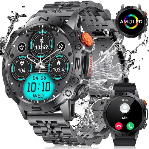 Checarzhn--No1-Montre Connectée Homme, Montre Connectée Amoled De 1,43"", Temps De Veille Très Long 400 Mah, Détection De Sommeil Par Appel Vocal Bluetooth, Montres De Fitness Android Et Ios Pour Hommes