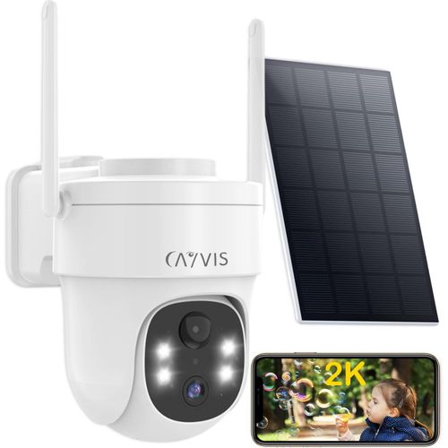 CHECARZHN--NO1-Camera Surveillance Wifi Exterieure Sans Fil Solaire, 3Mp 2.4G Ptz Caméra Avec Panneau Solaire, Détection De Forme Humaine Mouvement,Vision Nocturne Couleur, Audio Bidirectionnel,Étanche Ip6