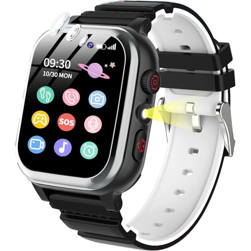 Checarzhn--No1-Montre Connectée Enfant 26 Jeux Podomètre Téléphone Sos Caméra Hd Vidéo Lecteur Mp3 Réveil Ies Digitale Smart Watch Montre Enfant Garcon Garçon Fille 3 4 5 6 7 8 9 10 Ans (Noir)