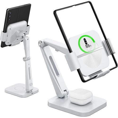 Checarzhn--No1-2 En 1 Chargeur Induction, Chargeur Sans Fil Rapide Compatible Avec Samsung Z Fold 4/3 Chargeur Compatible Avec Galaxy S22/S21/S20/ Samsung Galaxy Buds (Blanc)