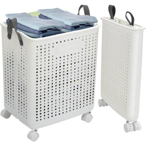 CHECARZHN--NO1-Panier À Linge Sur Roulettes, Chariot À Linge Imperméable De 42 L Avec Poignée, Panier De Rangement Rectangulaire Pour Vêtements Sales, Panier De Rangement Pour Chambre À Coucher, Salle De B
