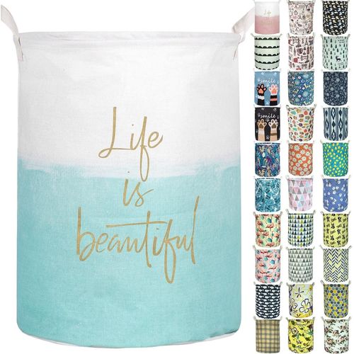 CHECARZHN--NO1-Merdes Panier À Linge Imperméable Pliable De 50 Cm, Panier À Linge Sale ¿ Panier À Linge En Lin Pour Collection De Jouets (Bleu Vie)