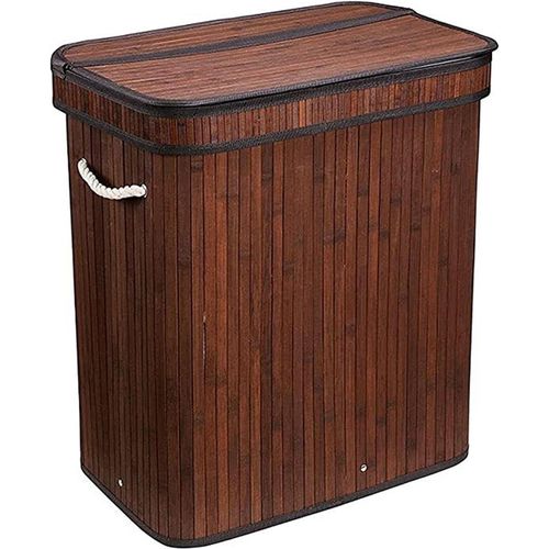 CHECARZHN--NO1-Panier À Linge En Bambou Avec Couvercle, Grande Poubelle De 72 L, Panier À Linge Pliable, Pour La Maison, Le Bureau, La Salle De Bain, La Cuisine, 60 X 40 X 30 Cm, Panier À Linge En Bambou (