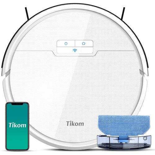 CHECARZHN--NO1-Aspirateur Robot, G8000 Robot Aspirateur Laveur, 2700Pa Forte Aspiration, Auto -Rechargeable, Aimable Pour Les Poils DAnimaux, Plancher Dur, Blanc