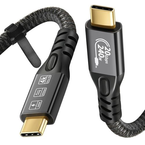 CHECARZHN--NO1-Câble Usb C 3.2 Gen 2 20Gbps, Type C 4K@60Hz Uhd Video 5A/240W Pd3.1 Fast Charge Cord With E-Marker Compatible With Thunderbolt 3/4 Macbook Pro Samsung Galaxy Pixel Dell Monitor Etc (2M)