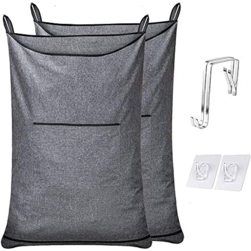 CHECARZHN--NO1-Lot De 2 Paniers À Linge Suspendus Avec Crochet De Suspension Pour Économ r De L'Espace Et Salle De Bain Au-Dessus De La Porte